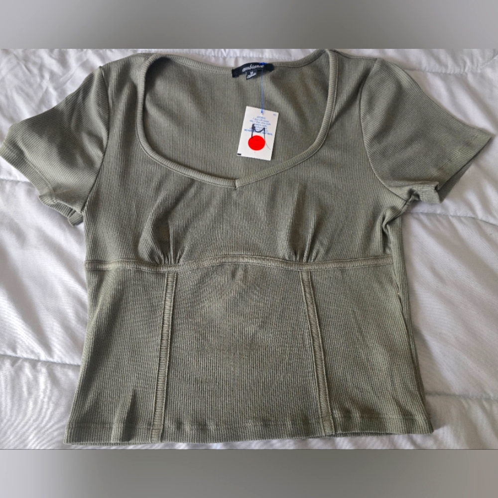 Forever 21 Olive Green Ribbed Top